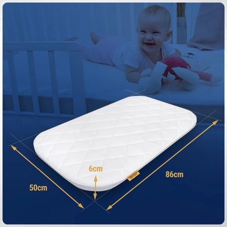 Materac 86x50 do dostawki Momi Smart Bed, Lionelo Theo / Timon / Luna, Espiro Cloud, Kinferkraft Sofi - / Plus